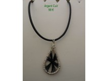 Ras de cou argent cuir 961