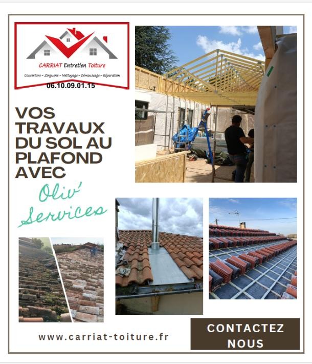 Vos travaux du sol au plafond avec Carriat Entretien Toiture et Oliv  Services !