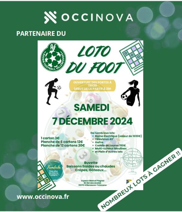 Occinova partenaire du Loto du Foot de Villeneuve-Tolosane !