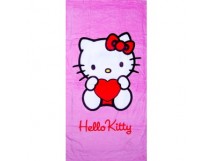 Drap de bain hello kitty rose 70x150