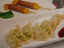 Menus raviolis avec soupe, salade, riz