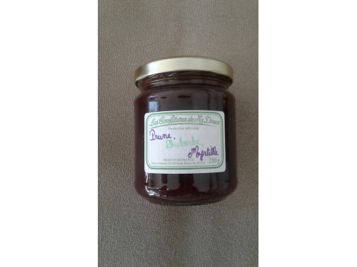 Confiture prune rhubarbe myrtille 210gr